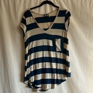 White & Navy Striped Shirt